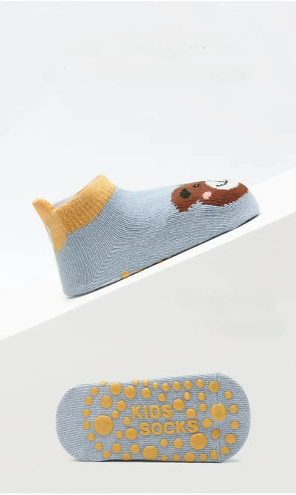 Halkfria babysockor, mjuka, halkfria golvsockor för nyfödda och spädbarn med gummigrepp för 0-5 år, bomullssockor för baby