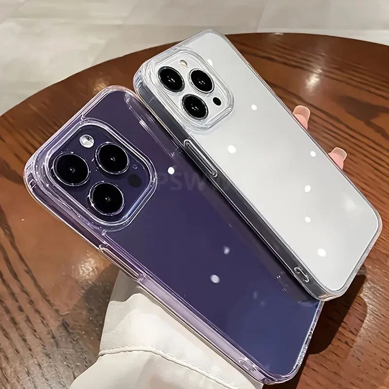 Lyxigt transparent telefonskal för iPhone 17 Air 16 15 14 Plus 13 12 11 Pro Max stötsäkert HD klart hårt akrylbaksida