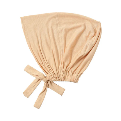 Muslimska Kvinnor Inner Hijab Mössor Stretch Justerbar Elastisk Bonnet Knytband Jersey Kvinnlig Huvudbonad Turbante Mujer