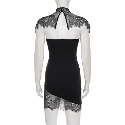 SUCHCUTE Dam Sexig Spets Sjal+Klänning Elegant Ärmlös Bodycon Klubb Festklänningar Y2k Estetisk Outfit Sommar Grunge Fairycore