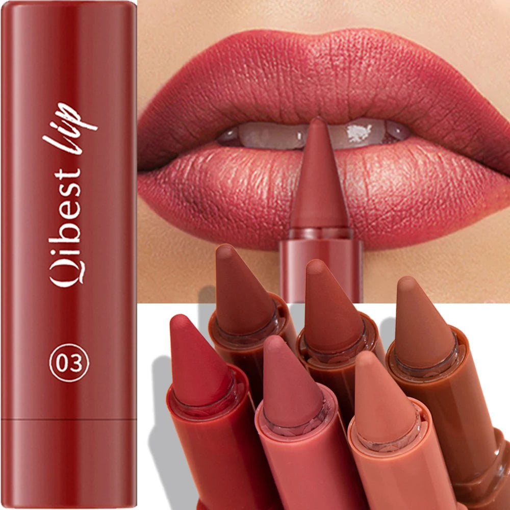 Twist Up Lip Liner Läppstiftpenna Multifunktionell Puder Rouge Sammetsmatt Vattentät Läppkontur Non-stick Kopp Lip Rouge Makeup