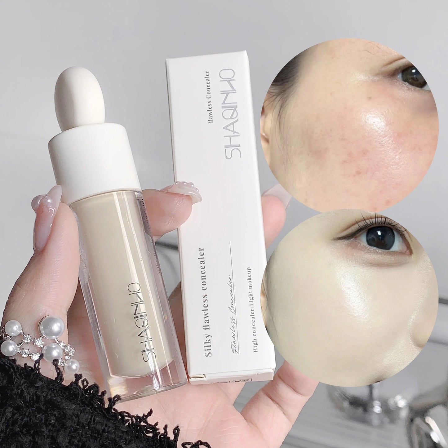 Flawless Finish Flytande Concealer Full täckning för blemmor Mörka ringar och fräknar Smidig applicering Långvarig,
