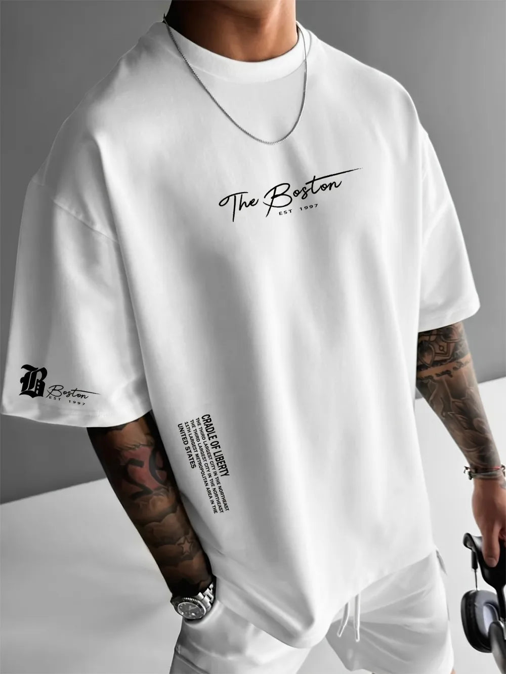2026 Sommar Ny Herr T-shirt med 3D-bokstävermönster Tryck Gatu Casual Mode Bekväm Mjuk Andningsbar