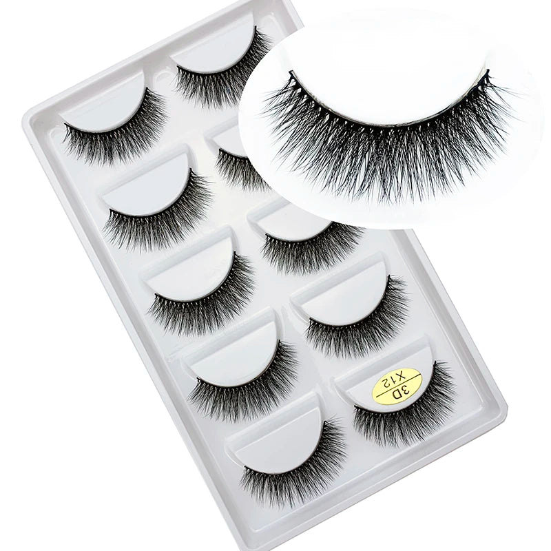 LTWEGO 5 par ögonfransar naturliga långa 3D minkfransar fluffiga volym mink lösögonfransar djurfria slingor makeup cilios