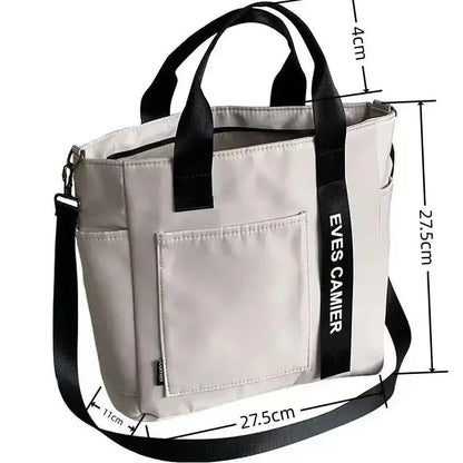 Ny Casual Tote Stor Kapacitet Axelväska Nylon Vattentät Canvas Handväska Enkla Mode Messenger Väskor För Skolflickor