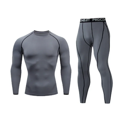 Herr 2/3-delars set boxningsdräkt rashguard herrkit MMA kompressionskläder herr långärmad t-shirt + leggings träningsdräkt sportdräkt
