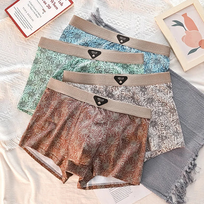 4 st. Herrunderkläder Bomull Herrboxershorts Medelhög Midja Andningsbara Herrtrosor Större Storlek 6XL - Massor av Mjuka Bekväma Herrboxershorts