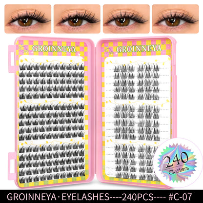 GROINNEYA Ögonfransar Kluster 320 st Naturlig Ögonfransförlängning Klusterfransar Volym Blandade Tray Lashes Kluster Naturliga Fransar