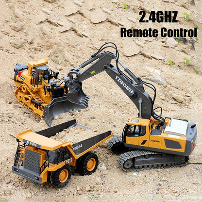 Teeggi 1:20 RC Grävmaskin Bil Barnleksaker 2.4G Fjärrstyrd Dumper Bil Bulldozer Leksaksradio Elbil För Barn Present
