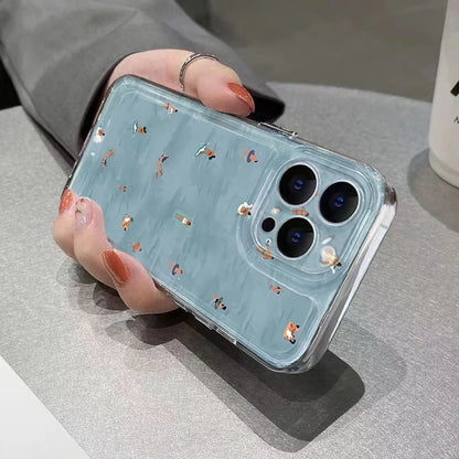 Sommarmönster med simning, genomskinligt telefonskal för Samsung Galaxy A17 A37 A57 A56 A55 A54 S26 Ultra S25 Plus S24 S23 S21 FE S22 Fodral