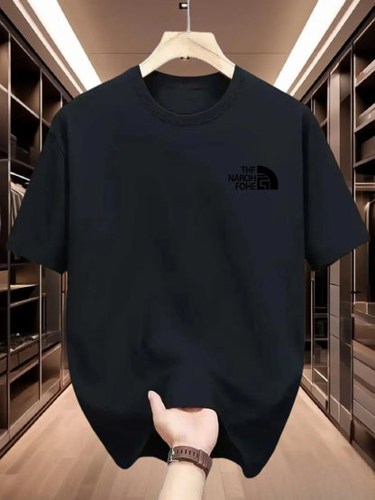 Sommar 100 % bomull herr enfärgad T-shirt Enkelt mönster tryck Bekväm mjuk andningsbar tyg Lämplig för vardagsbruk