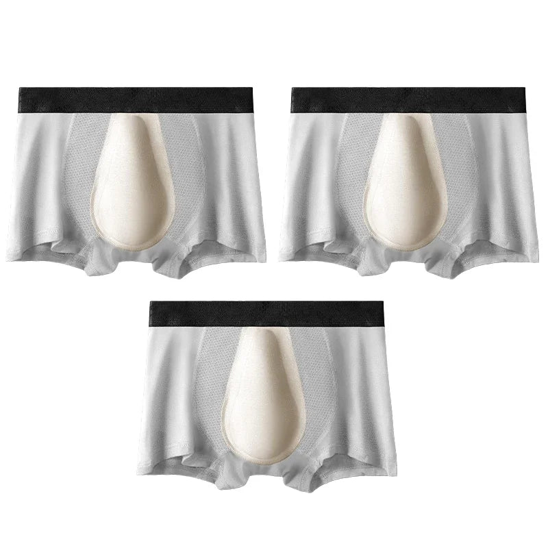 3-delade boxershorts för fitness, stretchigt och andningsbart tyg, fullt stöd för svettningar och stretchrörelser.