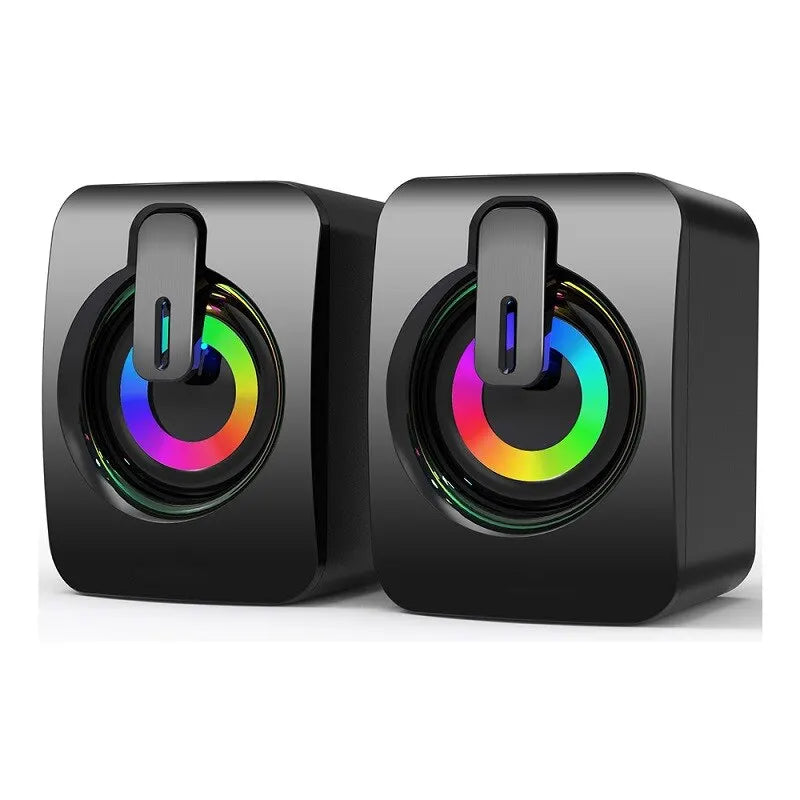 PC Bärbar Datorhögtalare PC Ljudlåda HIFI Stereo Mikrofon USB Kabelansluten Caixa De Som med LED RGB-ljus För Stationär Dator