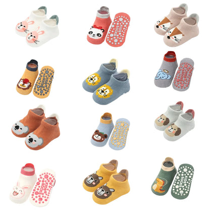 Halkfria babysockor, mjuka, halkfria golvsockor för nyfödda och spädbarn med gummigrepp för 0-5 år, bomullssockor för baby