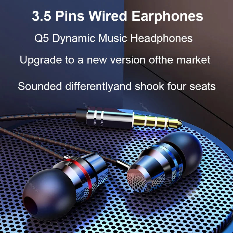 2 st trådbundna hörlurar, 3,5 mm trådbundna hörlurar med mikrofon, HiFi-stereospelheadset, brusreducerande metallhörlurar, för Xiaomi