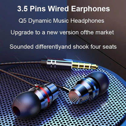 2 st trådbundna hörlurar, 3,5 mm trådbundna hörlurar med mikrofon, HiFi-stereospelheadset, brusreducerande metallhörlurar, för Xiaomi
