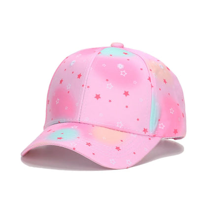 Sommar Barn Basebollkeps Mode Tie-dye Tryck Snapback Hatt För Barn Flickor Utomhus Streetwear Justerbar Ankplös Keps