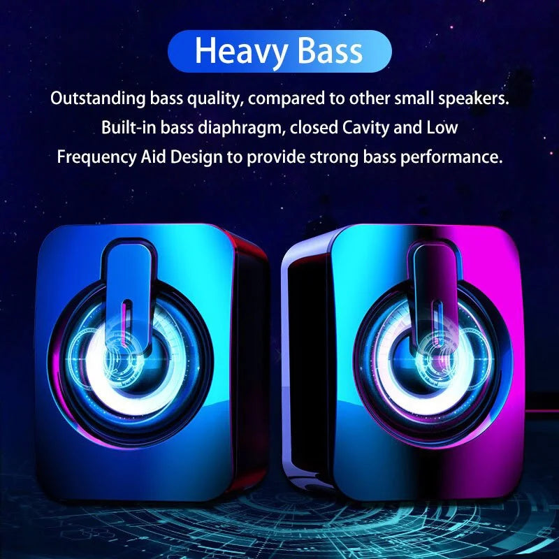 PC Bärbar Datorhögtalare PC Ljudlåda HIFI Stereo Mikrofon USB Kabelansluten Caixa De Som med LED RGB-ljus För Stationär Dator