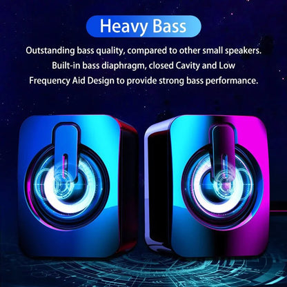 PC Bärbar Datorhögtalare PC Ljudlåda HIFI Stereo Mikrofon USB Kabelansluten Caixa De Som med LED RGB-ljus För Stationär Dator
