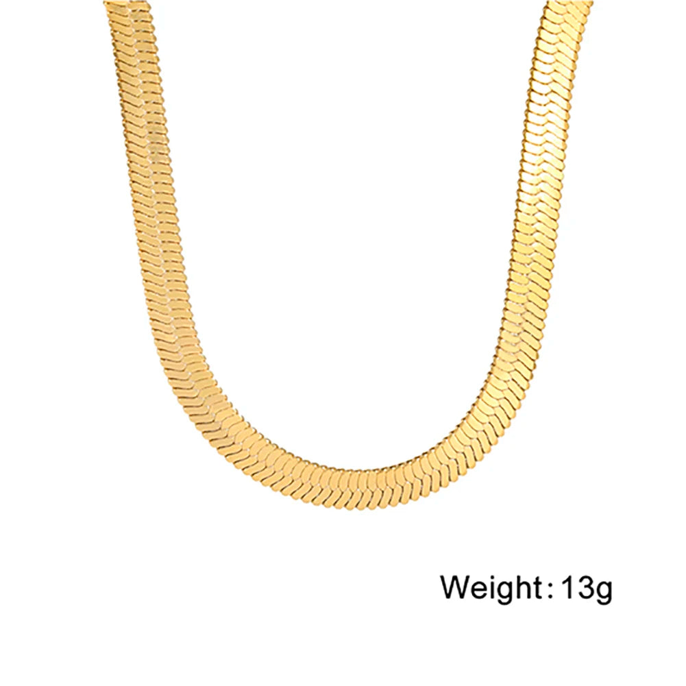 Skyrim Ormkedja Halsband Herr Kvinnor Rostfritt Stål 2/3/4/5mm Bred Platt Fiskbensmönster Halskedjor Trendig Hiphop Smycken Present Het