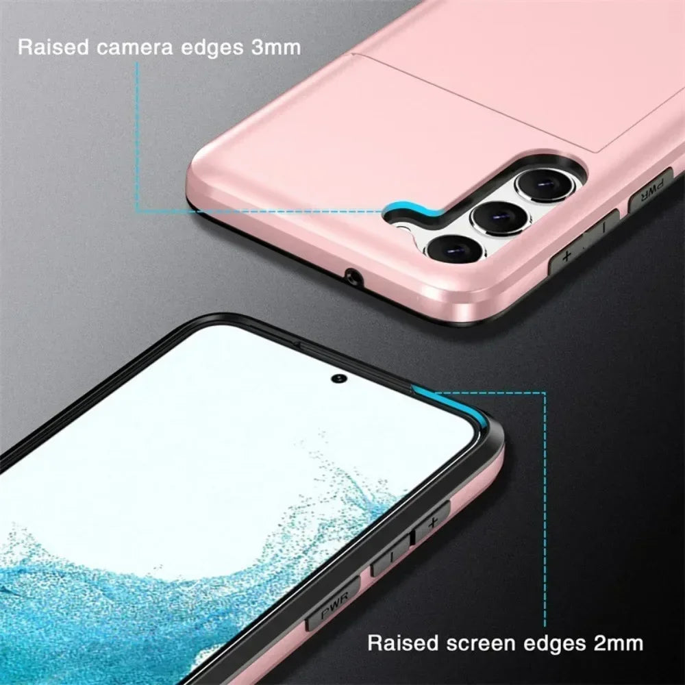 Fodral för Samsung Galaxy S26 S25 S24 S23 S22 Ultra Plus FE A57 A37 A56 A36 Korthållare Stötsäkert Plånboksfodral