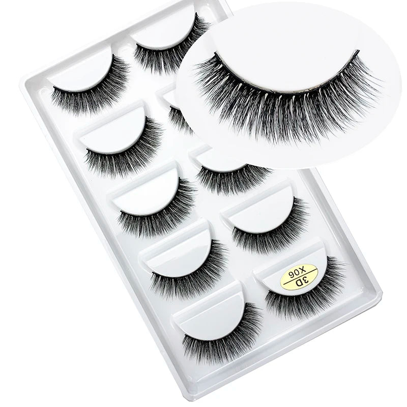 LTWEGO 5 par ögonfransar naturliga långa 3D minkfransar fluffiga volym mink lösögonfransar djurfria slingor makeup cilios
