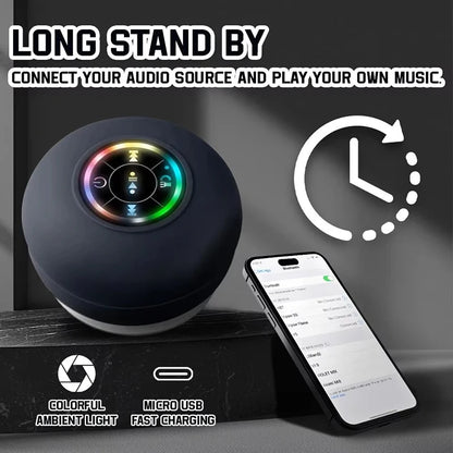 Bärbar trådlös Bluetooth 5.0-högtalare LED IPX4 vattentät högtalare utomhus badrum stor sugkopp mini stereo ljudlåda