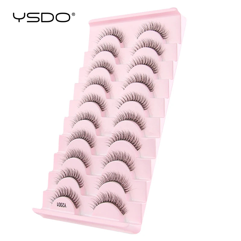 YSDO Halvögonfransar 3/10 par Naturliga Hela Lösögonfransar 3D-Fransar Kattögonfransar Lösögonfransförlängning Faux Cils Makeupverktyg