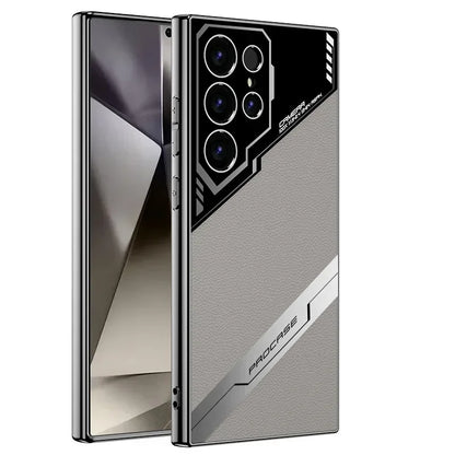 Galaxy S25 Plus Elektropläterat Läder S25 Ultra Telefonskal för Samsung Galaxy S26 S25 S24 S23 Ultra Skyddande Stötsäkert Skal