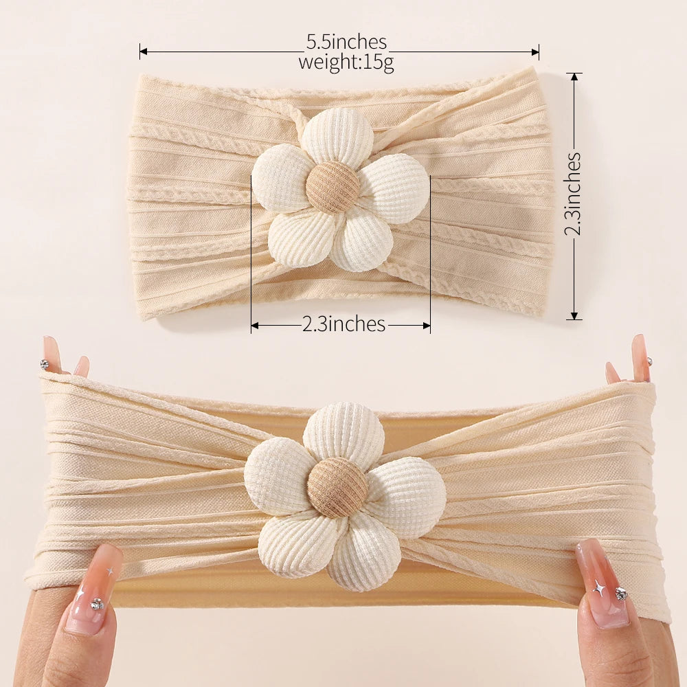 1 st baby nylon huvudduk astique lämplig nyfödd flicka blomma handgjort pannband elastiskt hårband turban småbarn håraccessoarer