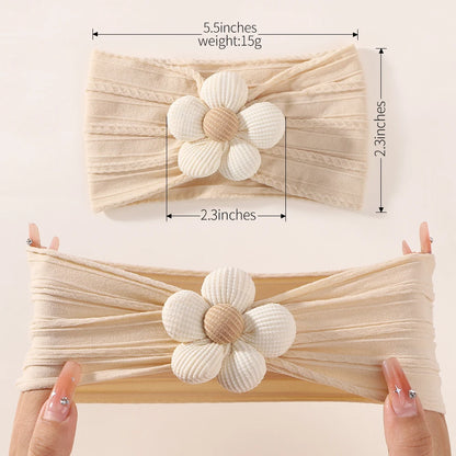 1 st baby nylon huvudduk astique lämplig nyfödd flicka blomma handgjort pannband elastiskt hårband turban småbarn håraccessoarer