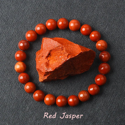 Naturlig drakeblodsten elastiska armband kvinnor män charm dinosaurie jaspis pärlor helande smycken yoga meditation armband gåva