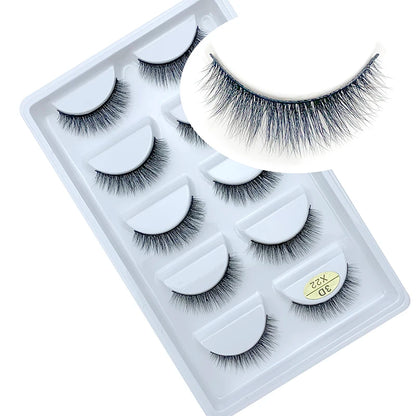 LTWEGO 5 par ögonfransar naturliga långa 3D minkfransar fluffiga volym mink lösögonfransar djurfria slingor makeup cilios