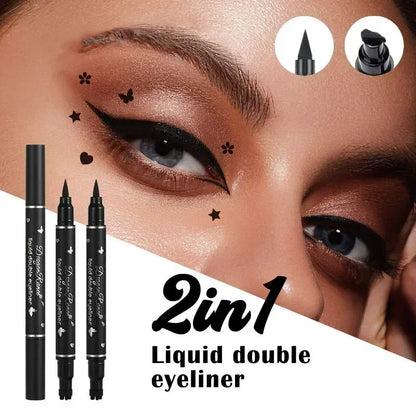 Svart eyelinerpenna Dubbelhövdad stjärnsigill Fjäril Månstämpel Varaktig vattentät flytande eyelinerpenna Ögonmakeup Kosmetika