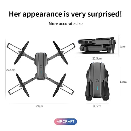 Mini Hopfällbar RC Quadcopter E99 K3 Pro - Flygdrönare med Dubbelkamera, 4K HD, Hold-läge och LED-lampor | Wi-Fi-fjärrkontrollleksak