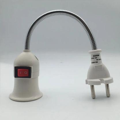 Rostfritt stål E27 lampsockel justerbar flexibel böjd med strömbrytare EU US UK-kontakt energibesparande LED-bordslampsockel