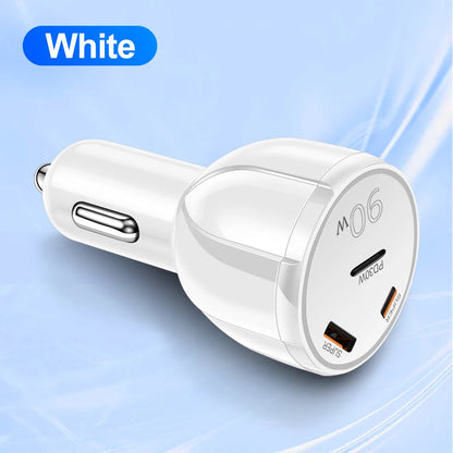 90W USB-billaddare 3-4 portar PD typ C snabbladdningsadapter för iPhone 14 13 Xiaomi Samsung snabbladdare i bilen