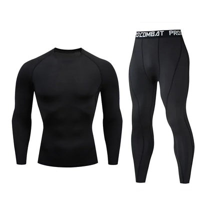 Herr 2/3-delars set boxningsdräkt rashguard herrkit MMA kompressionskläder herr långärmad t-shirt + leggings träningsdräkt sportdräkt