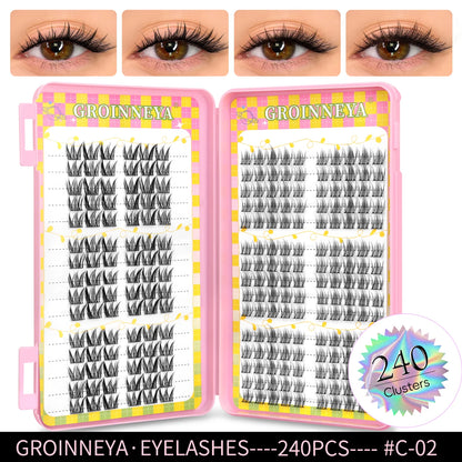 GROINNEYA Ögonfransar Kluster 320 st Naturlig Ögonfransförlängning Klusterfransar Volym Blandade Tray Lashes Kluster Naturliga Fransar