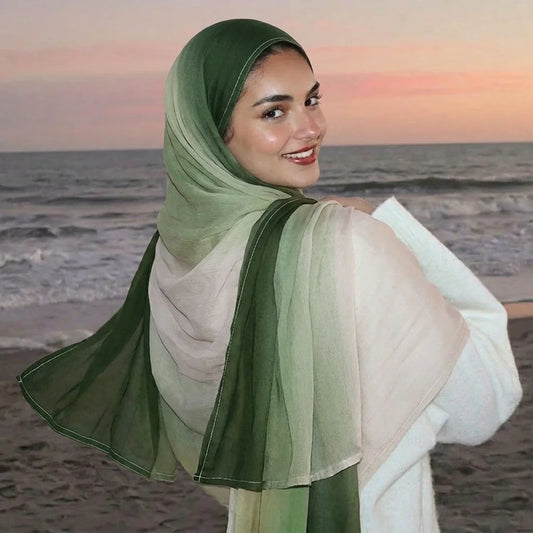 Gradient Rayon Modal Hijabs Bomull Hijab Halsduk för Kvinnor Stora Storlekar Långa Sjalar Muslimsk Huvudduk Islamiska Huvudband 180*85cm