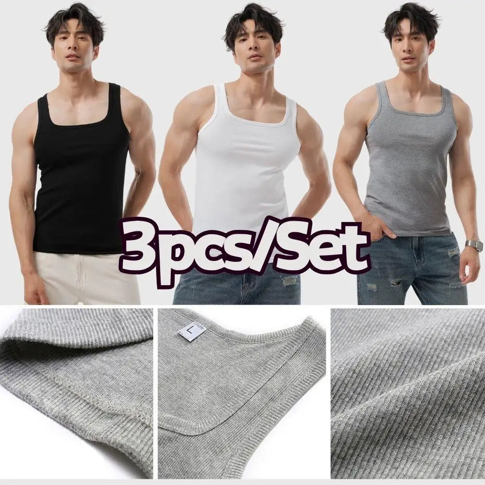 Heta herrlinnen fitnessväst grundläggande elastisk ärmlös t-shirt bomull bodybuilding herrkläder 3 st/set gymkläder herr