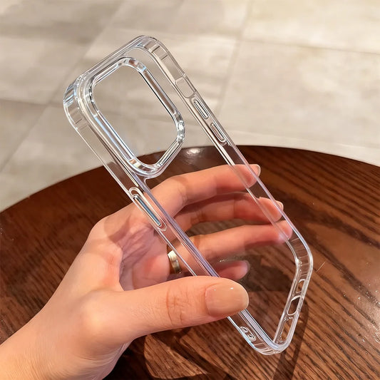 Lyxigt transparent telefonskal för iPhone 17 Air 16 15 14 Plus 13 12 11 Pro Max stötsäkert HD klart hårt akrylbaksida