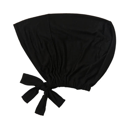 Muslimska Kvinnor Inner Hijab Mössor Stretch Justerbar Elastisk Bonnet Knytband Jersey Kvinnlig Huvudbonad Turbante Mujer