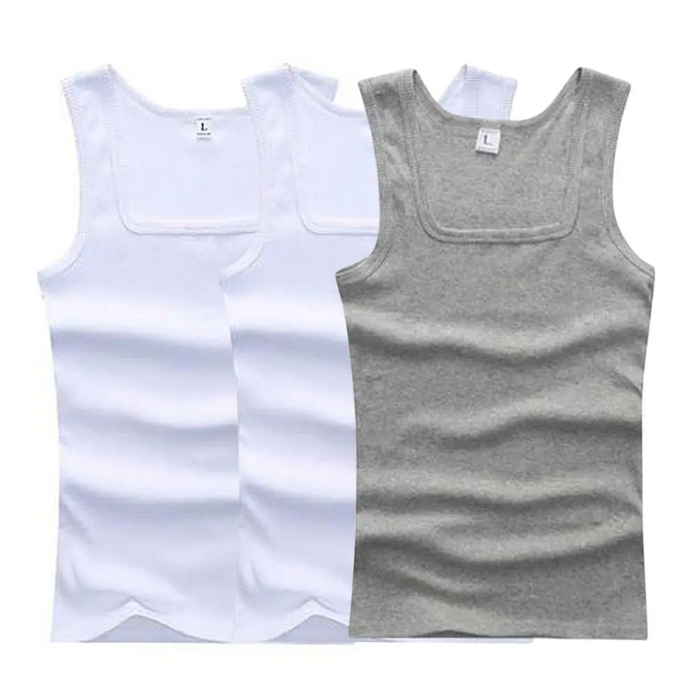 Heta herrlinnen fitnessväst grundläggande elastisk ärmlös t-shirt bomull bodybuilding herrkläder 3 st/set gymkläder herr