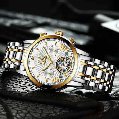 2026 LIGE Automatiska Mekaniska Armbandsur För Herr Toppmärke Lyx Tourbillon Herrklocka Mode Affärs Vattentät Klocka Herr