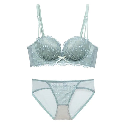 Designer fransk spets-BH - Lätt lyxig bygelfri push-up, anti-slapp broderad bralette för kvinnor eleganta vinterunderkläder