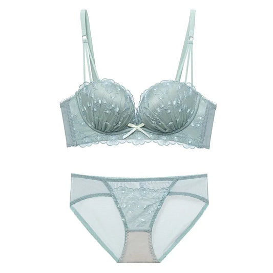 Designer fransk spets-BH - Lätt lyxig bygelfri push-up, anti-slapp broderad bralette för kvinnor eleganta vinterunderkläder