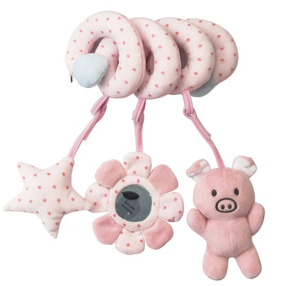 Bilbarnstol Spädbarn Spiralaktivitet Hängande Leksaker Barnvagnsstång Spjälsäng Bassinet Mobil med Spegel BB Squeaker och Skalror
