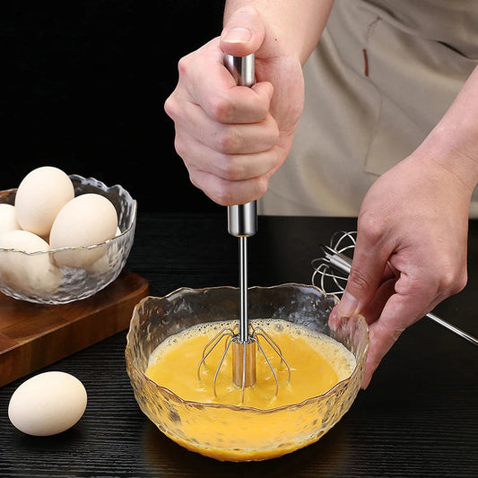 Äggvisp i rostfritt stål Halvautomatisk äggvisp Manuell handmixer Äggröra Äggrörare Äggverktyg Kökstillbehör