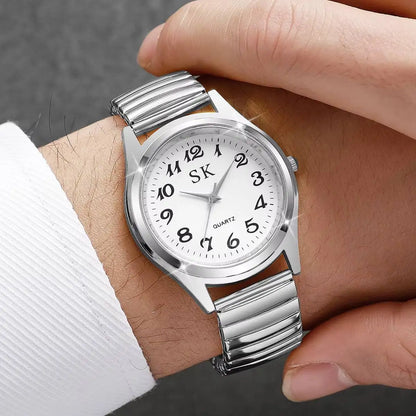 Moderiktiga herrklockor med elastiskt band och arabisk urtavla, kvartsarmbandsur, Reloj Hombre (utan låda)